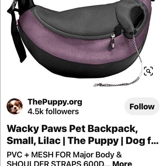 Wacky Crazy Paws Lilac Mesh Shoulder Pet Carrier Small‎ - Picture 14 of 16